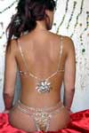 Soutien gorge métal argent string cote de maille et strass